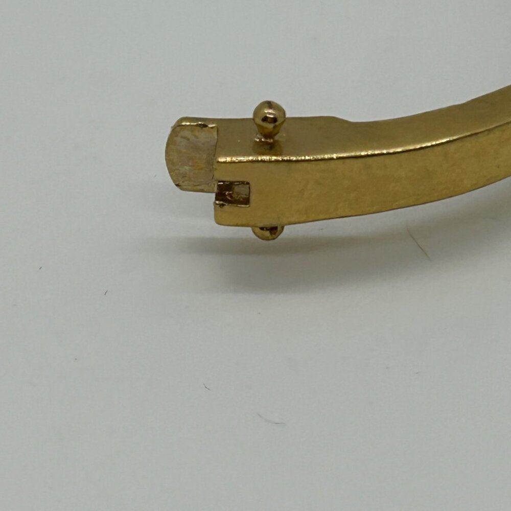 Vintage Gold Tone Bangle Bracelet Rainbow Birthstone Multi-Color Crystals Hinged - Picture 10 of 16